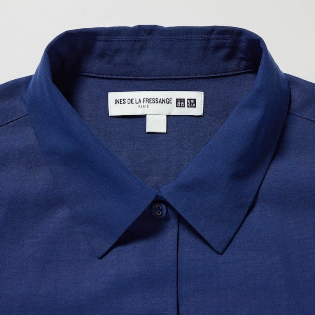 UNIQLO(ユニクロ)のイネス　コットンシアーシャツ（長袖）ブルー　ユニクロ　INES レディースのトップス(シャツ/ブラウス(長袖/七分))の商品写真