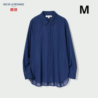 ユニクロ(UNIQLO)のイネス　コットンシアーシャツ（長袖）ブルー　ユニクロ　INES(シャツ/ブラウス(長袖/七分))