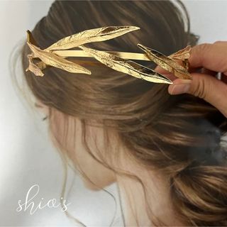 ヘッドドレス　ヘアアクセサリー　髪飾り　リーフ　和装　カラードレス　ブライダル(ヘッドドレス/ドレス)