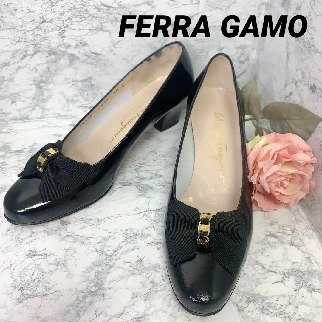 Salvatore Ferragamo(サルヴァトーレフェラガモ)の【FERRA GAMO】ヴァラリボンパンプスブラック6½C 24cm/ レディースの靴/シューズ(ハイヒール/パンプス)の商品写真