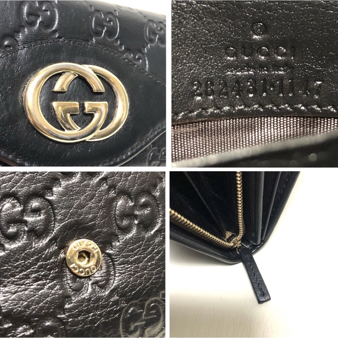 Gucci(グッチ)のGUCCI グッチ シマレザー GGインターロッキング フラップ長財布 レディースのファッション小物(財布)の商品写真