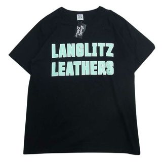 LANGLITZ LEATHERS ラングリッツレザーズ LLC-003 アメリカ製 LANGLITZ LEATHERS ロゴ プリント 半袖 Tシャツ ブラック系 XXL【美品】【中古】(シャツ)