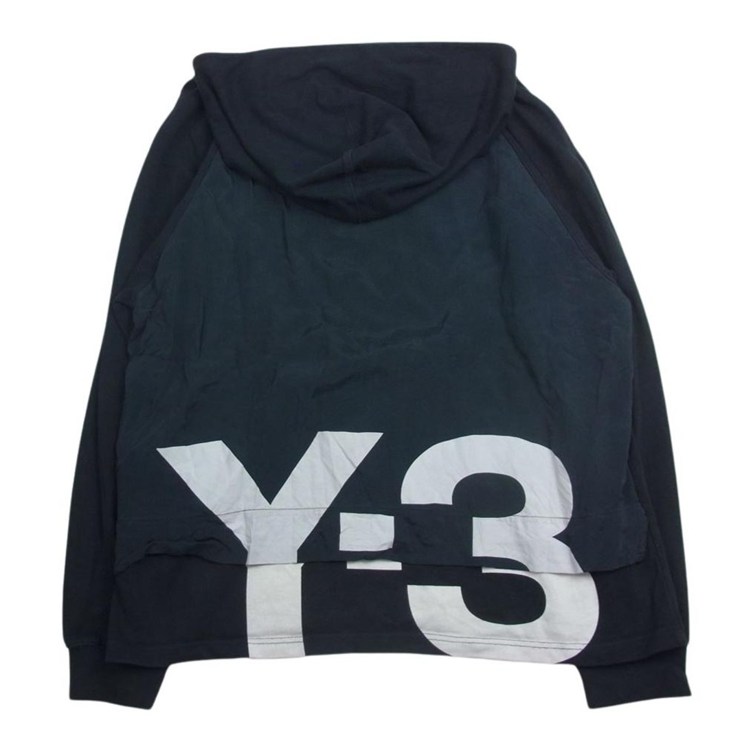 Y-3 Yohji Yamamoto ワイスリー ヨウジヤマモト 21SS GV6079 M SD RWTRY GFXHOOD バックロゴ ナイロン 切替 プルオーバー パーカー ブラック系 XL【中古】 メンズのトップス(パーカー)の商品写真