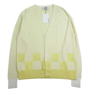 ユナイタス UNITUS  UTSSS22-KN01 Cubic Cardigan キュービック カーディガン チェッカー柄 イエロー系 M【中古】(カーディガン)