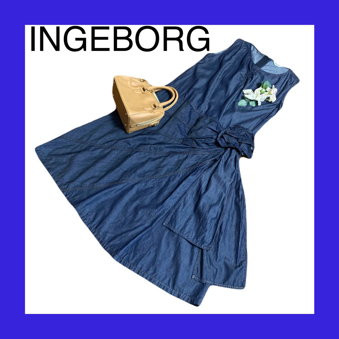 INGEBORG(インゲボルグ)の定価45,360円！インゲボルグ2019年エアーデニムワンピース レディースのワンピース(ロングワンピース/マキシワンピース)の商品写真