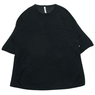 glamb グラム 15AW GB15AT KNT03 LINEN 麻 クルーネック サイドギャザー 5分丈 ニット カットソー ブラック系 3【中古】