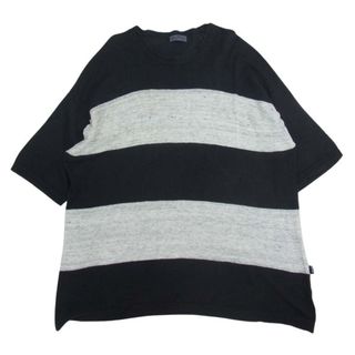 グラム(glamb)のglamb グラム 17SS GB17SM MN07 Monotone LINEN リネン 麻 クルーネック ボーダー 半袖 Tシャツ カットソー ブラック系 ホワイト系 2【中古】(シャツ)