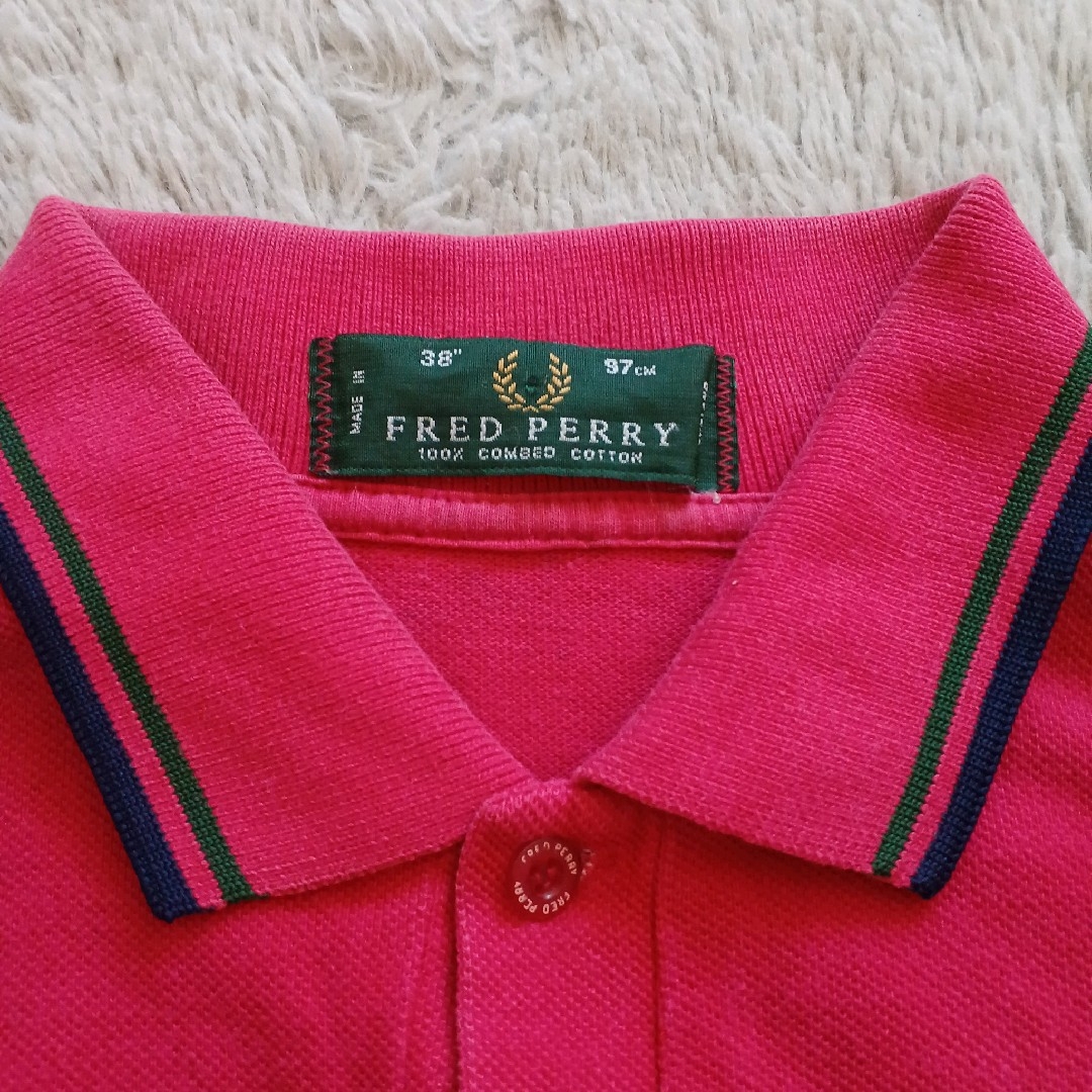 FRED PERRY(フレッドペリー)の90ｓ 英国製 ＦＲＥＤ ＰＥＲＲＹ M12 ポロシャツ レッド 38 メンズのトップス(ポロシャツ)の商品写真