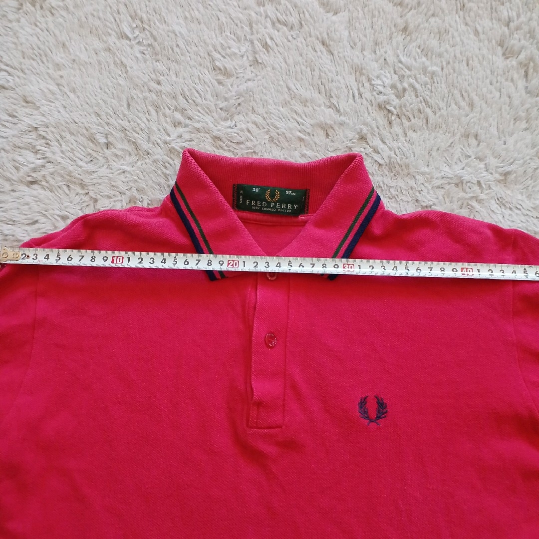 FRED PERRY(フレッドペリー)の90ｓ 英国製 ＦＲＥＤ ＰＥＲＲＹ M12 ポロシャツ レッド 38 メンズのトップス(ポロシャツ)の商品写真