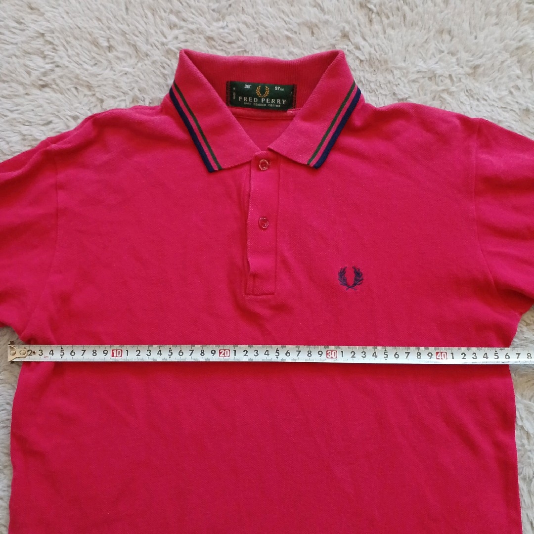 FRED PERRY(フレッドペリー)の90ｓ 英国製 ＦＲＥＤ ＰＥＲＲＹ M12 ポロシャツ レッド 38 メンズのトップス(ポロシャツ)の商品写真