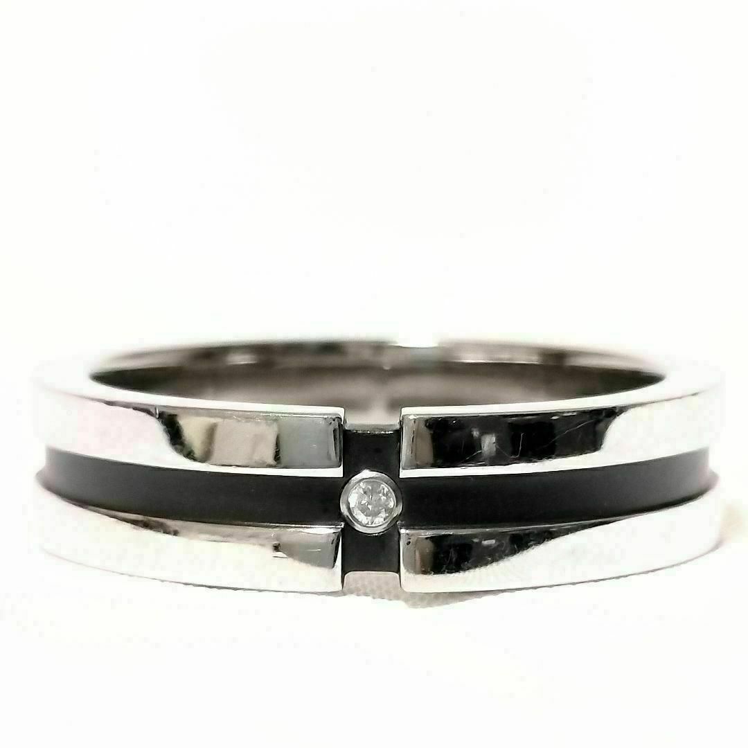 メンズ リング ダイヤ 15号 シルバー ブラック クロスライン ダイヤモンド メンズのアクセサリー(リング(指輪))の商品写真