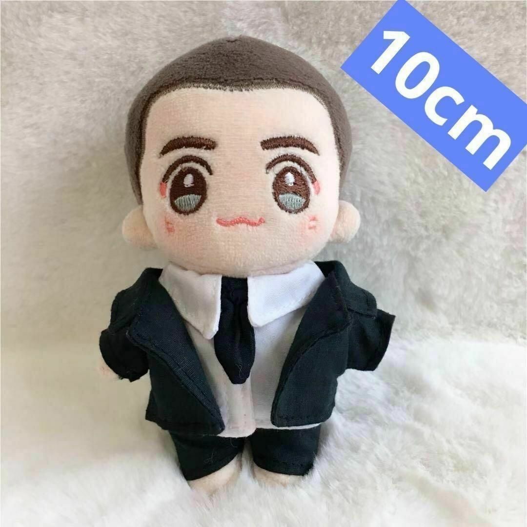 再入荷　10cm 着せ替え ぬい用スーツ 4点セット 服 黒　ネクタイ　白シャツ エンタメ/ホビーのおもちゃ/ぬいぐるみ(ぬいぐるみ)の商品写真