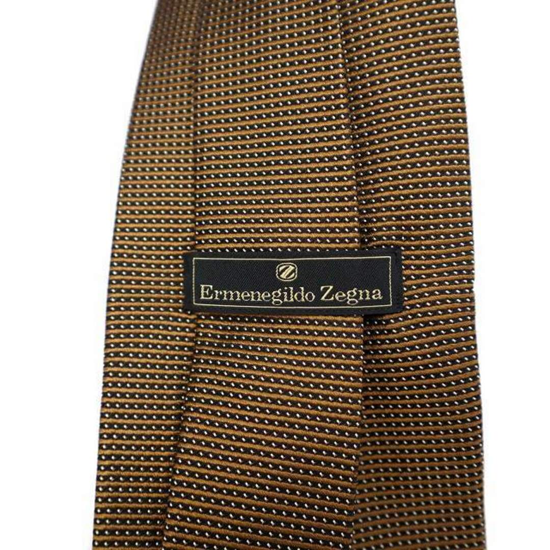 Ermenegildo Zegna(エルメネジルドゼニア)のエルメネジルドゼニア ボーダー × ドット シルク ネクタイ ブロンズ メンズのファッション小物(ネクタイ)の商品写真