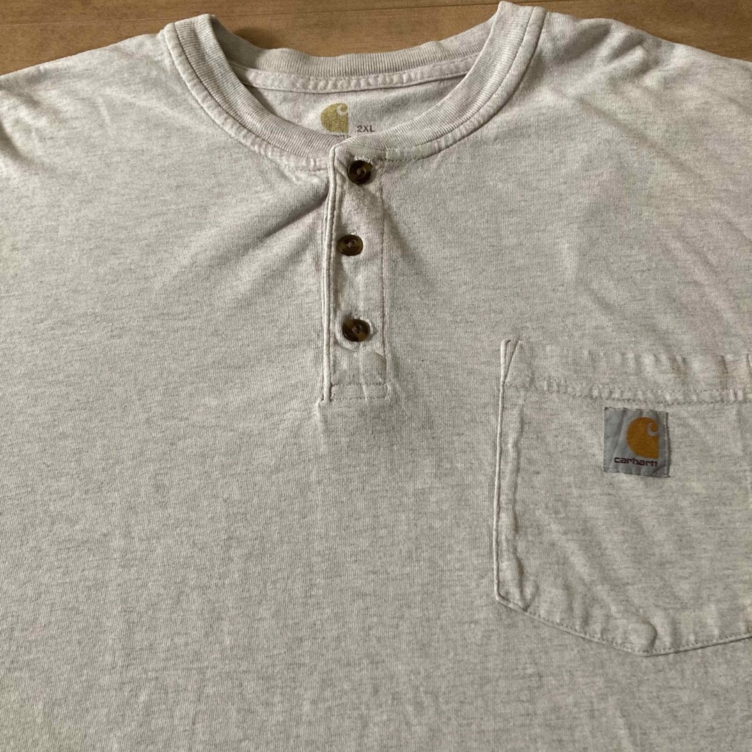 carhartt(カーハート)の90s カーハート ヘンリーネックTシャツ ロゴタグ US古着 メンズのトップス(Tシャツ/カットソー(半袖/袖なし))の商品写真