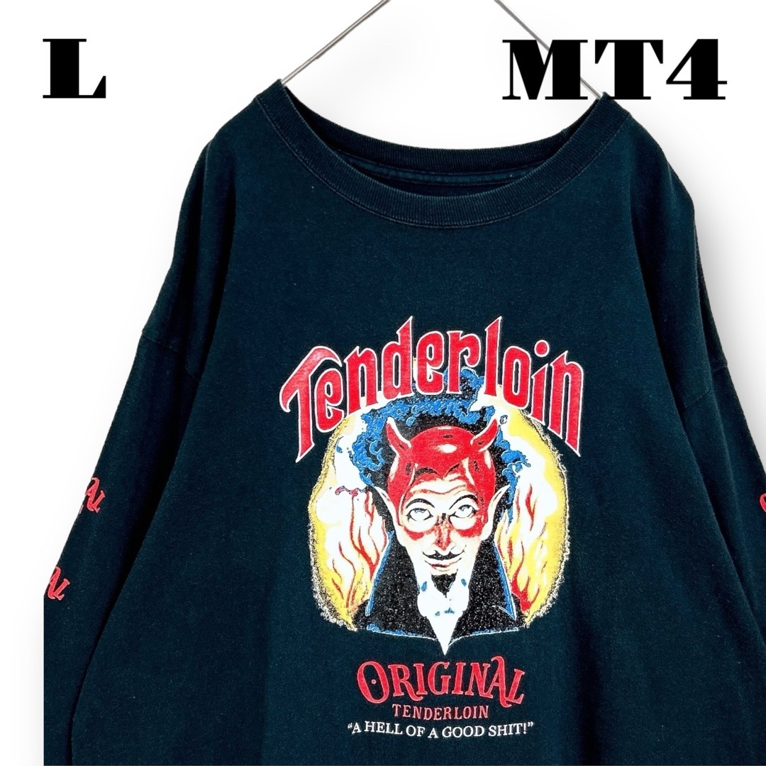 TENDERLOIN(テンダーロイン)の希少品！ TENDERLOIN 長袖 Tシャツ ロンT ON ブラック 黒赤 L メンズのトップス(Tシャツ/カットソー(七分/長袖))の商品写真