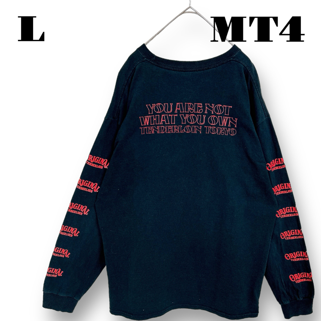 TENDERLOIN(テンダーロイン)の希少品！ TENDERLOIN 長袖 Tシャツ ロンT ON ブラック 黒赤 L メンズのトップス(Tシャツ/カットソー(七分/長袖))の商品写真