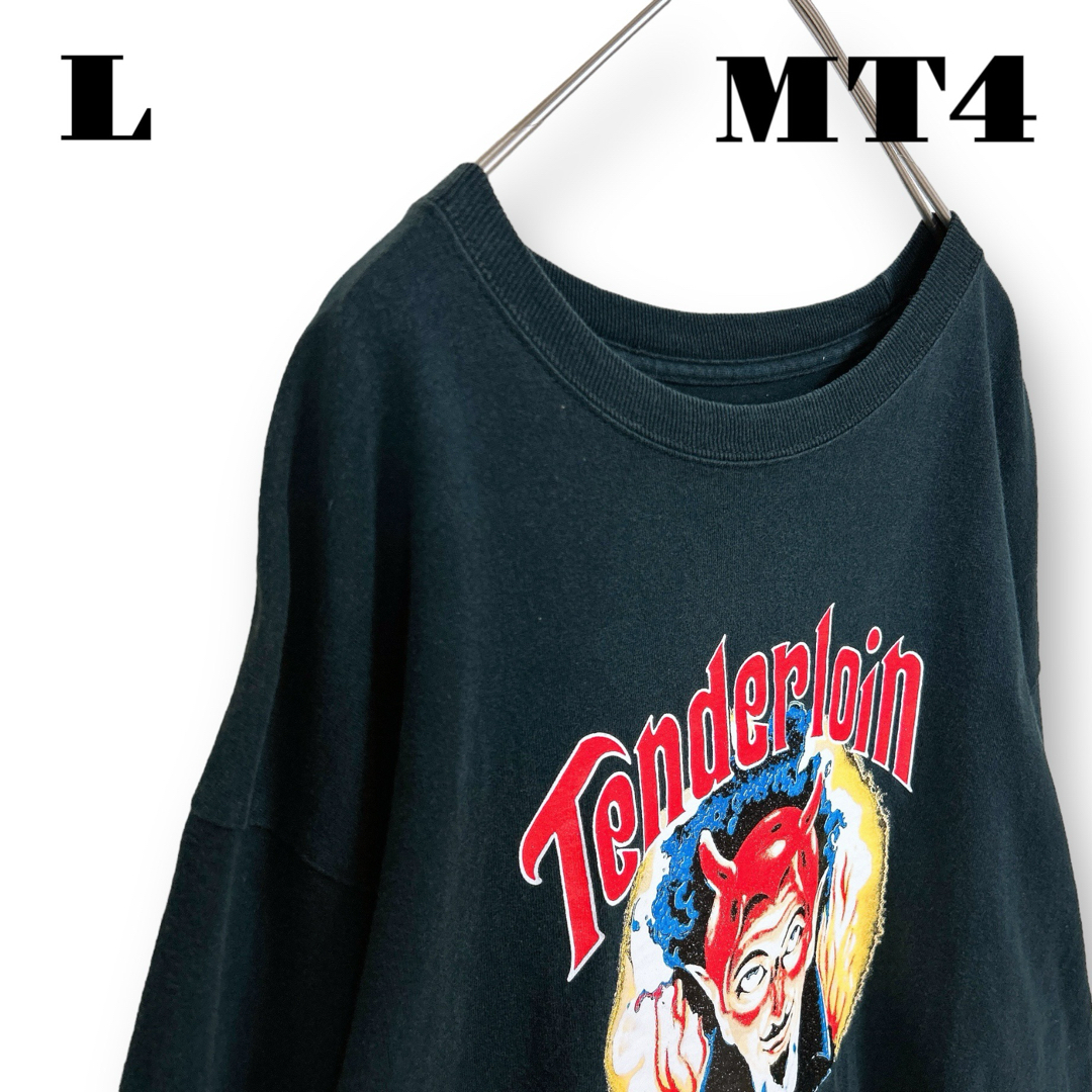 TENDERLOIN(テンダーロイン)の希少品！ TENDERLOIN 長袖 Tシャツ ロンT ON ブラック 黒赤 L メンズのトップス(Tシャツ/カットソー(七分/長袖))の商品写真