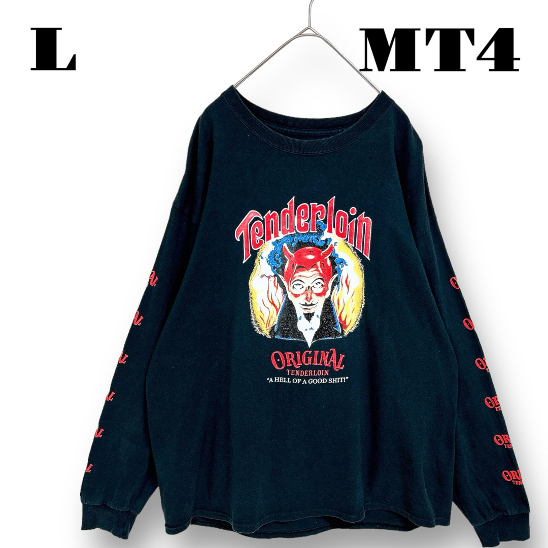 TENDERLOIN(テンダーロイン)の希少品！ TENDERLOIN 長袖 Tシャツ ロンT ON ブラック 黒赤 L メンズのトップス(Tシャツ/カットソー(七分/長袖))の商品写真