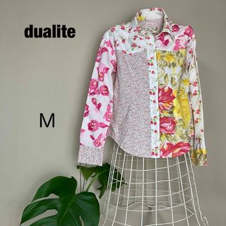 【大人気】dualiteディアリテ　シャツブラウス　花柄パッチワーク　ビタミン色(シャツ/ブラウス(長袖/七分))