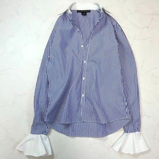 ラルフローレン(Ralph Lauren)のラルフローレン 袖フリル コットン100 ストライプシャツ ブルーストライプ4(シャツ/ブラウス(長袖/七分))