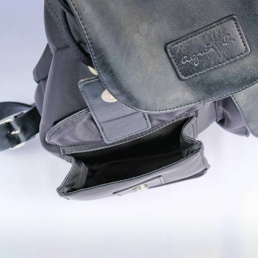 agnes b.(アニエスベー)の激レア✨美品　アニエスべー　レザー　リュック　レディース　ポケット　黒　ブラック レディースのバッグ(リュック/バックパック)の商品写真