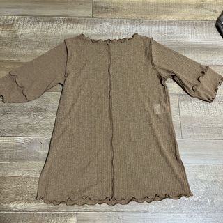 ダブルクローゼット(w closet)のwcloset 楊柳シアーメロートップス　ブラウン(シャツ/ブラウス(半袖/袖なし))