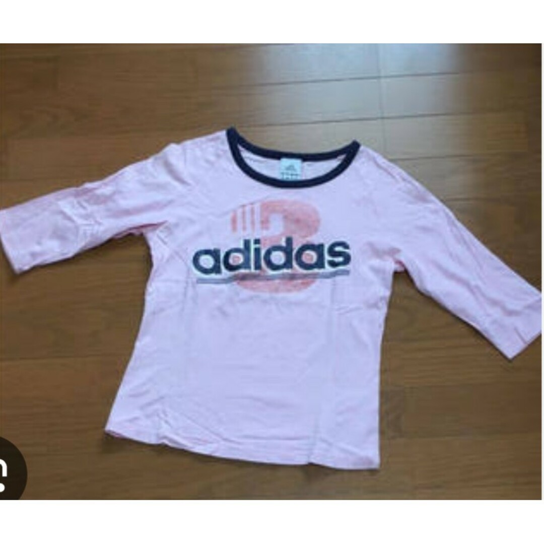 adidas(アディダス)のadidas七分丈Tシャツピンク レディースのトップス(Tシャツ(長袖/七分))の商品写真