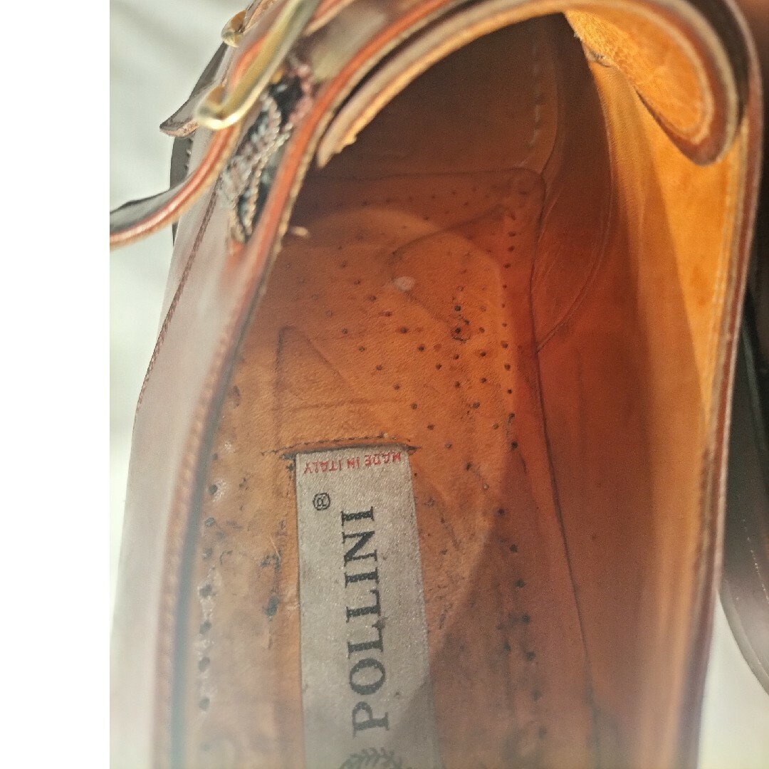 【イタリアンレザー】ＰＯＬＬＩＮＩ　ダブルモンク　高級レザーシューズ　本革正規品 メンズの靴/シューズ(ドレス/ビジネス)の商品写真