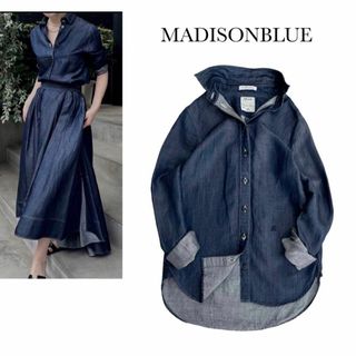 マディソンブルー(MADISONBLUE)のマディソンブルー＊インディゴマダムシャツ　キュプラ　リネン　デニム　00(シャツ/ブラウス(長袖/七分))