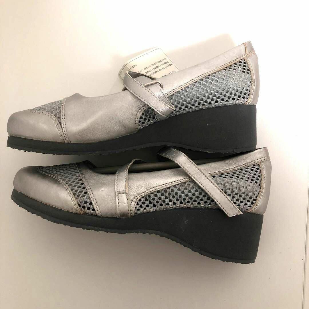 レディース シューズ 靴 ウェッジシューズ シルバー 銀 銀色 22ｃｍ Ｓ レディースの靴/シューズ(ハイヒール/パンプス)の商品写真