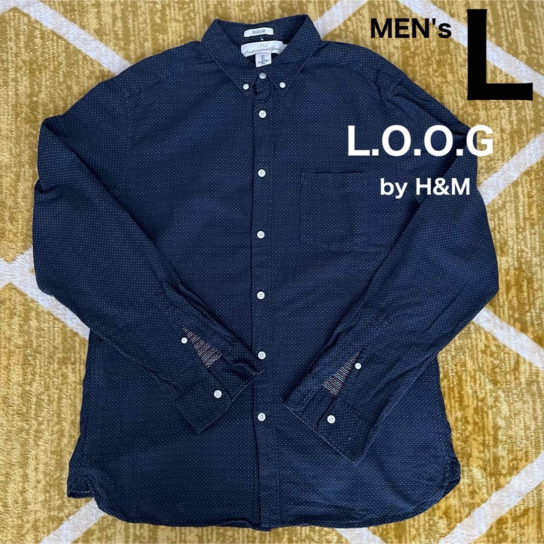 H&M(エイチアンドエム)の2着セット　H&M シャツ　メンズ　Lサイズ　ネイビー　レッド　紺　赤　チェック メンズのトップス(シャツ)の商品写真