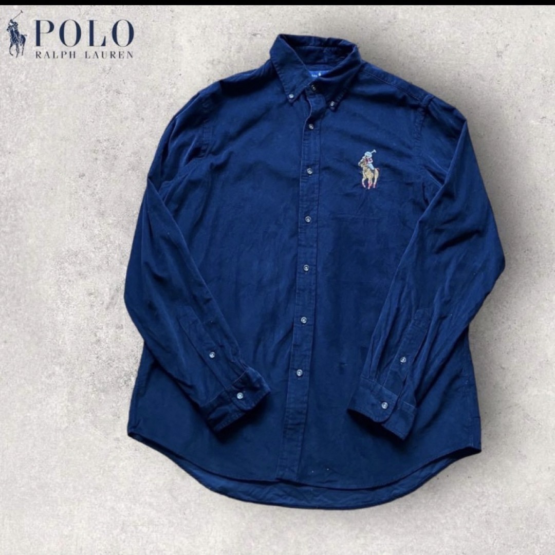 POLO RALPH LAUREN(ポロラルフローレン)のポロラルフローレン　ポロベア　コーデュロイシャツ　長袖　ベア刺繍　古着　メンズ メンズのトップス(ポロシャツ)の商品写真