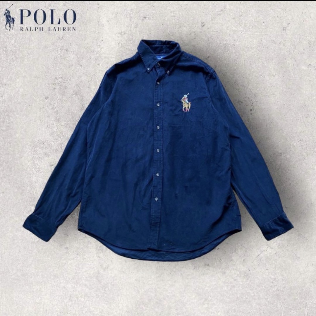 POLO RALPH LAUREN(ポロラルフローレン)のポロラルフローレン　ポロベア　コーデュロイシャツ　長袖　ベア刺繍　古着　メンズ メンズのトップス(ポロシャツ)の商品写真