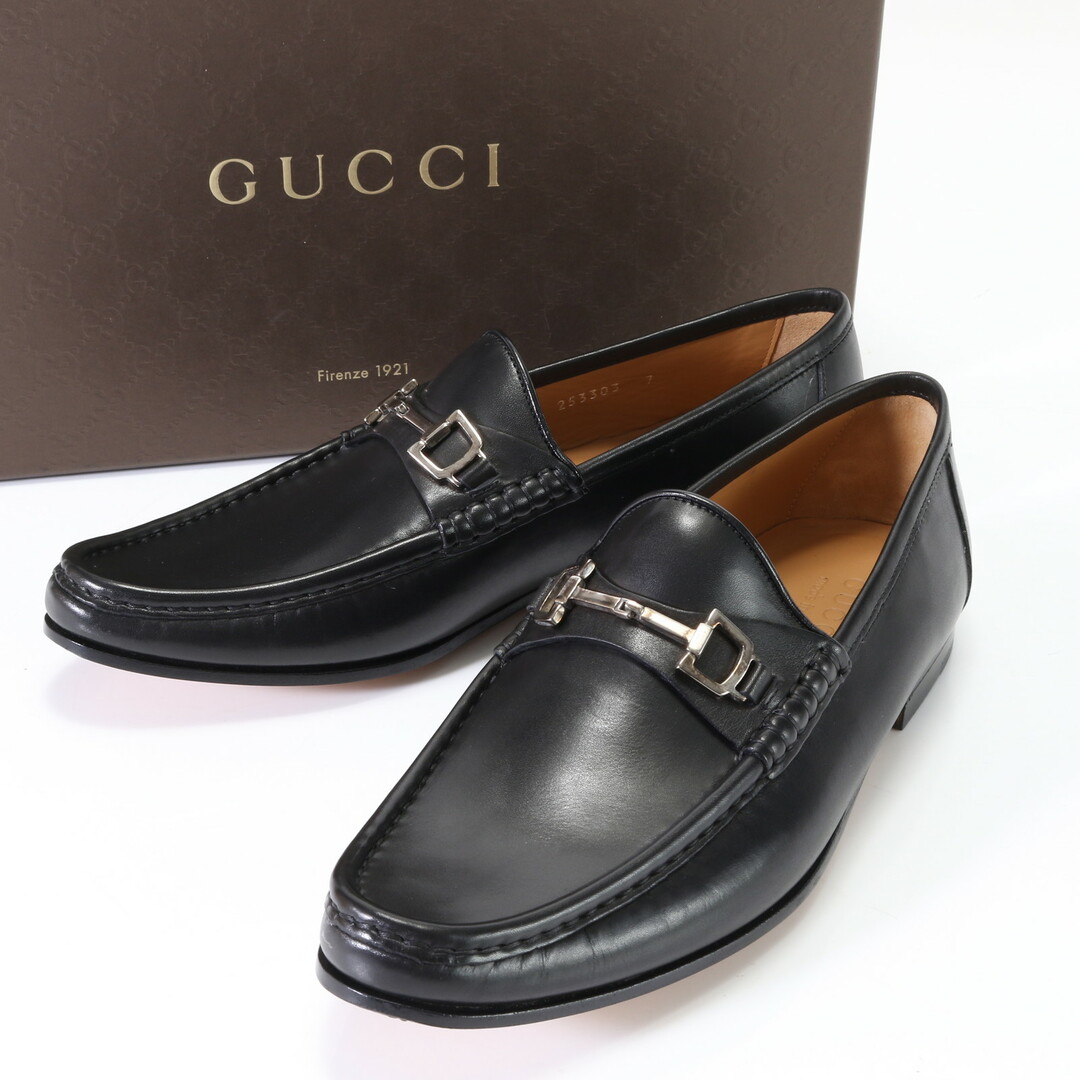 Gucci(グッチ)の極美品 グッチ 253303 ホースビット レザー ローファー ビジネス シューズ 靴 革靴 7 26cm 相当 ブラック 黒 紳士 メンズ EEM U34-1 メンズの靴/シューズ(ドレス/ビジネス)の商品写真