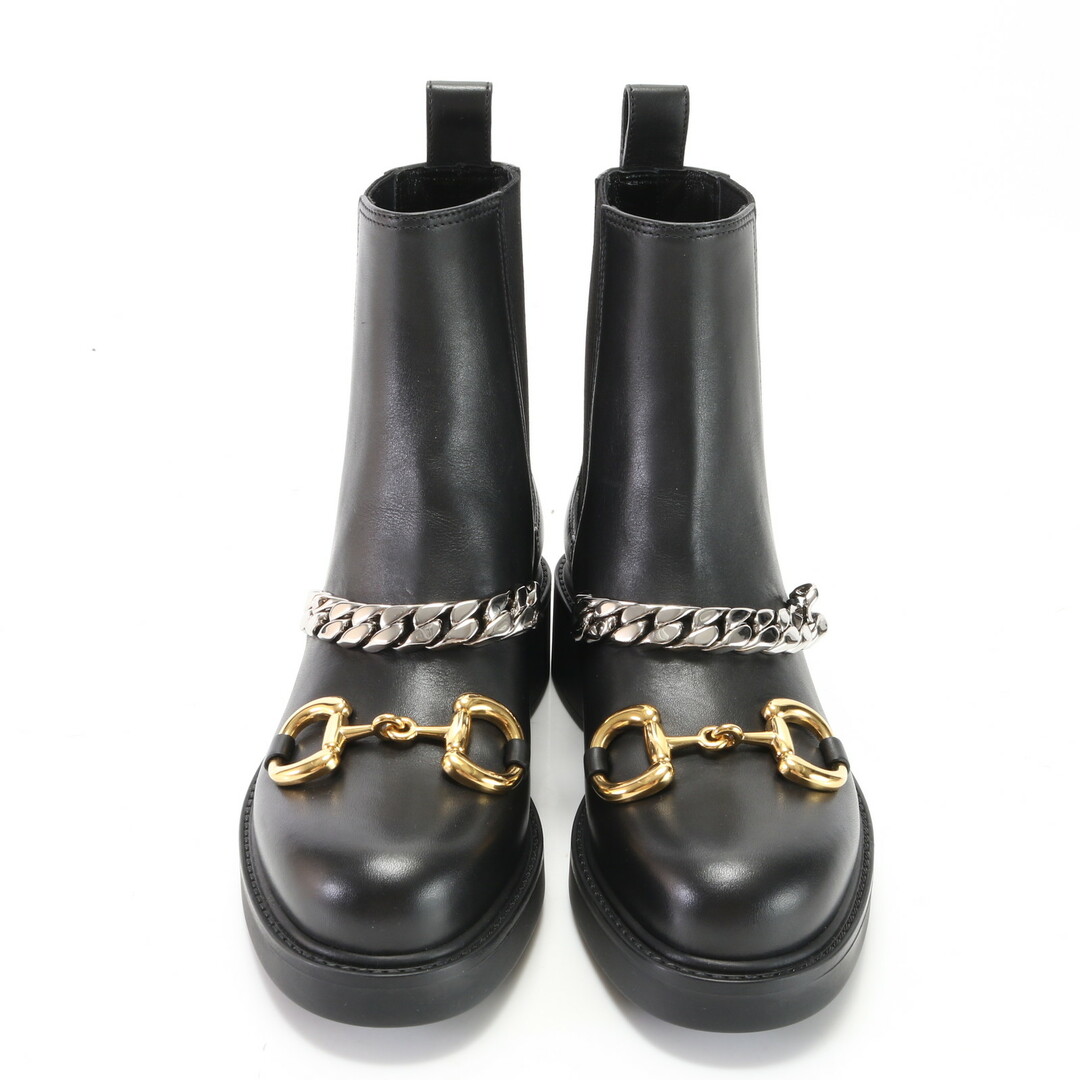 Gucci(グッチ)の未使用 グッチ ホースビット チェーン チェルシー ブーツ サイドゴア レザー ブラック 黒 35 1/2 靴 シューズ レディース EEM U27-9 レディースの靴/シューズ(ブーツ)の商品写真