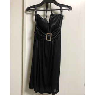 ドレス　ホルターネック　ブラック(ミディアムドレス)