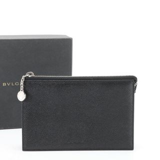 BVLGARI - 極美品 ブルガリ レザー セカンドバッグ クラッチ 書類 ポーチ 通勤 ビジネス トート 本革 ブラック 黒 紳士 メンズ EFM U22-10