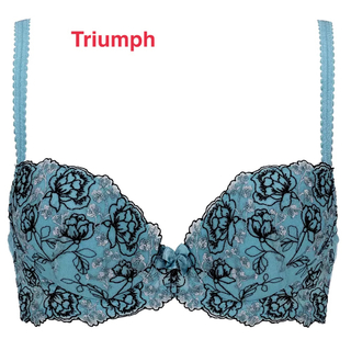 トリンプ(Triumph)のTriumph トリンプ 花柄刺繍ブラジャー B75 ブルー 定価2,750円(ブラ)