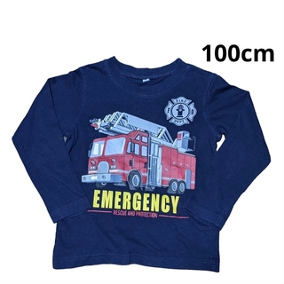 ニシマツヤ(西松屋)の美品　ロンＴ　長袖　男の子　トップス　消防車　100cm　はたらく車　シャツ(Tシャツ/カットソー)