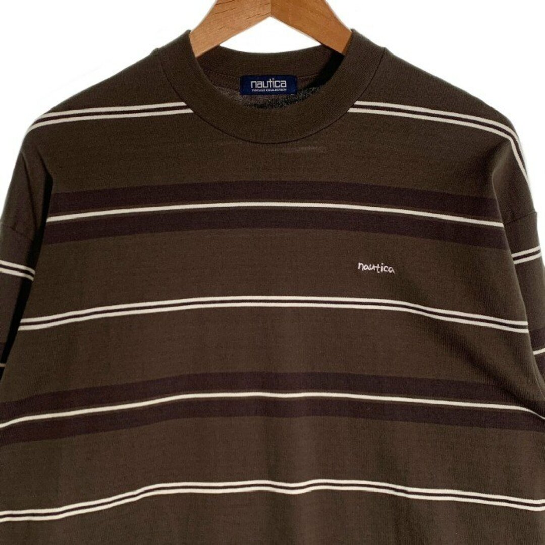 NAUTICA(ノーティカ)のNAUTICA ノーティカ ボーダー ロングスリーブTシャツ ブラウン 213-1243 Size M メンズのトップス(Tシャツ/カットソー(七分/長袖))の商品写真