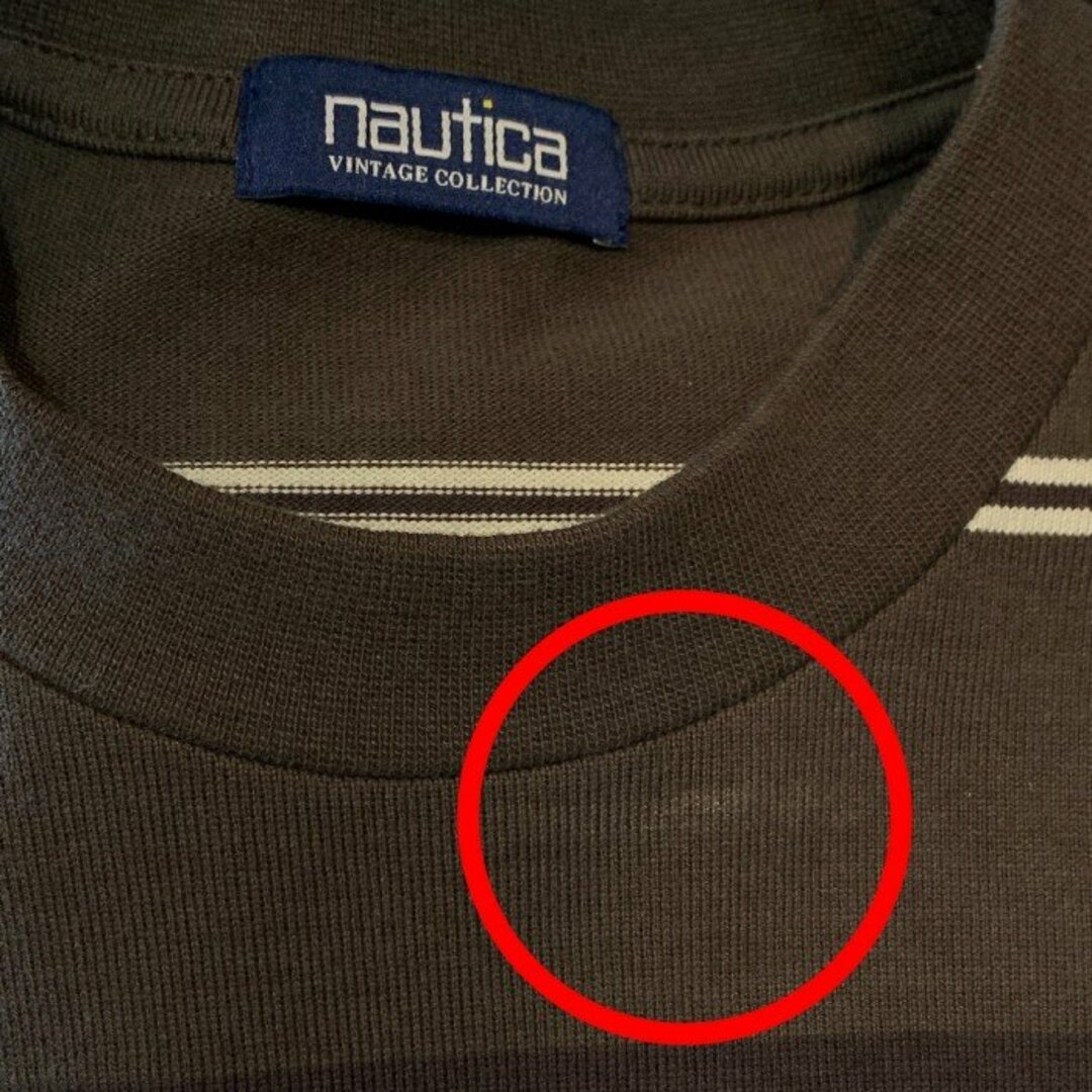 NAUTICA(ノーティカ)のNAUTICA ノーティカ ボーダー ロングスリーブTシャツ ブラウン 213-1243 Size M メンズのトップス(Tシャツ/カットソー(七分/長袖))の商品写真