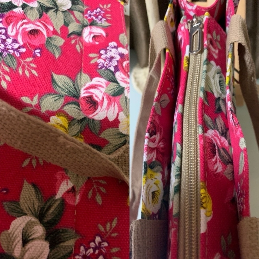 海外製　レディース花柄トートバッグ　ピンク レディースのバッグ(トートバッグ)の商品写真