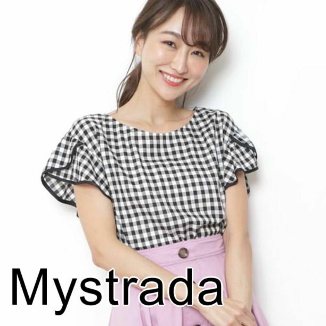 Mystrada(マイストラーダ)の新品 マイストラーダ ギンガムチェック ブラウス 半袖 軽量 レディースのトップス(シャツ/ブラウス(半袖/袖なし))の商品写真