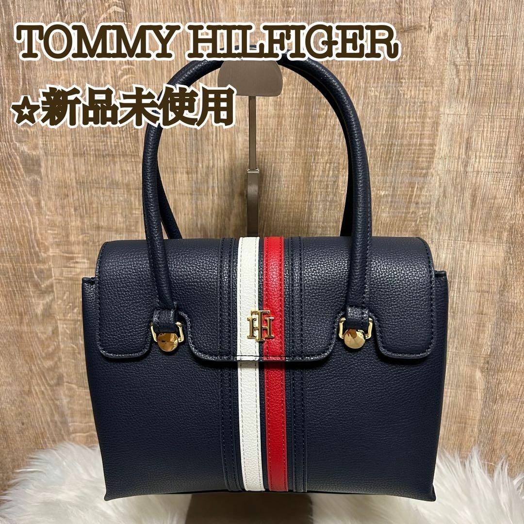 TOMMY HILFIGER(トミーヒルフィガー)の【新品】TOMMY HILFIGER トミーヒルフィガー　ハンドバッグ　ネイビー レディースのバッグ(ハンドバッグ)の商品写真