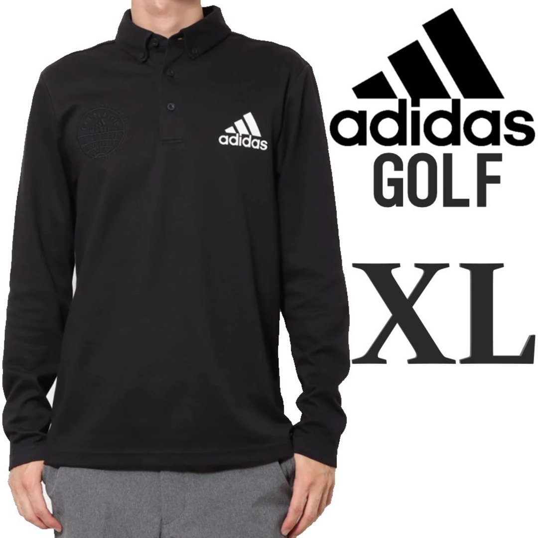 adidas(アディダス)の新品 黒 XL アディダス ゴルフ 長袖 ポロシャツ メンズ ゴルフウェア スポーツ/アウトドアのゴルフ(ウエア)の商品写真