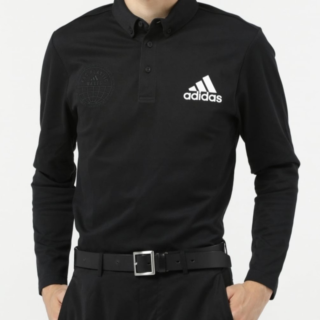 adidas(アディダス)の新品 黒 XL アディダス ゴルフ 長袖 ポロシャツ メンズ ゴルフウェア スポーツ/アウトドアのゴルフ(ウエア)の商品写真