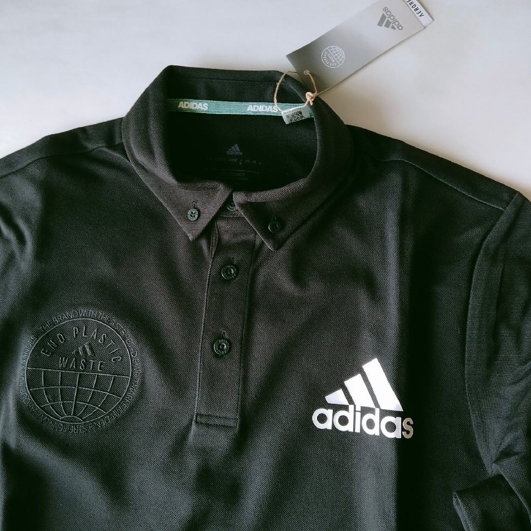 adidas(アディダス)の新品 黒 XL アディダス ゴルフ 長袖 ポロシャツ メンズ ゴルフウェア スポーツ/アウトドアのゴルフ(ウエア)の商品写真