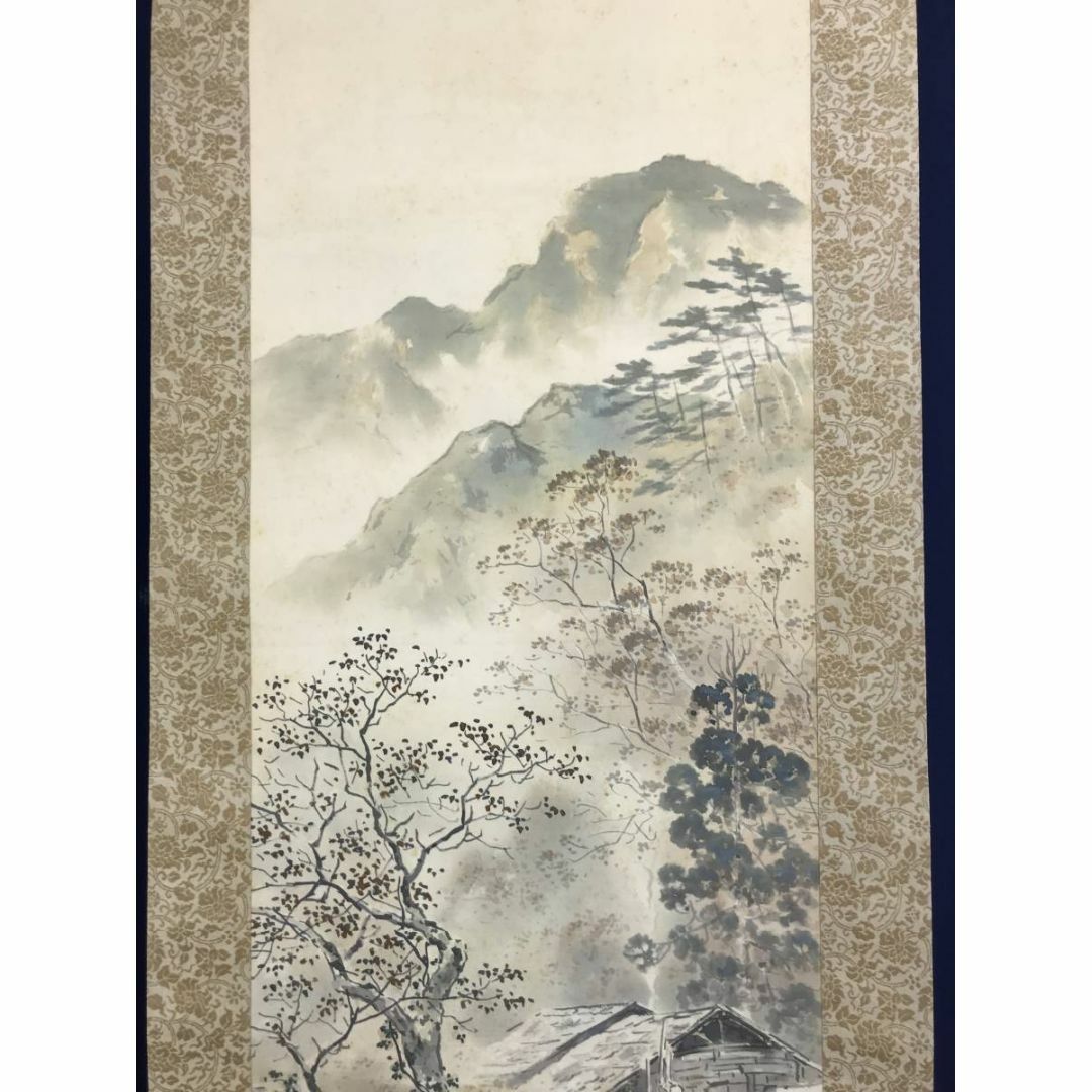 真作/吉田鋤牛/晩秋之図/秋景山水図/山水図/掛軸☆宝船☆AD-498 真作/吉田鋤牛/晩秋之図/秋景山水図/山水図/掛軸☆宝船☆AD-498