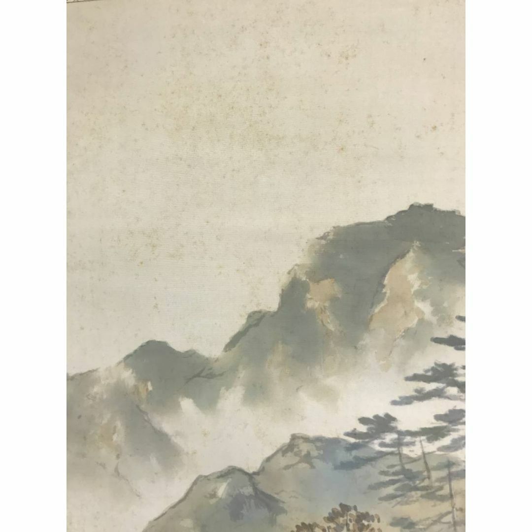 真作/吉田鋤牛/晩秋之図/秋景山水図/山水図/掛軸☆宝船☆AD-498 真作/吉田鋤牛/晩秋之図/秋景山水図/山水図/掛軸☆宝船☆AD-498