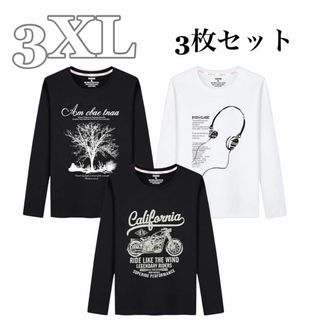 Tシャツ メンズ 半袖 3枚組 吸汗速乾 通気性 プリント　3XL 新品未使用(Tシャツ/カットソー(七分/長袖))